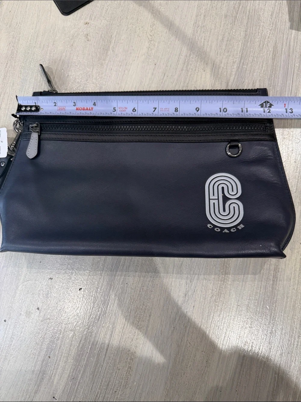 Coach Reflective Navy Leather Carryall Pouch